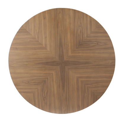 53.14'' Round MDF Coffee Table End Table Short Leisure Tea Table Cross Legs Metal Base, Easy to Assemble,Walnut.