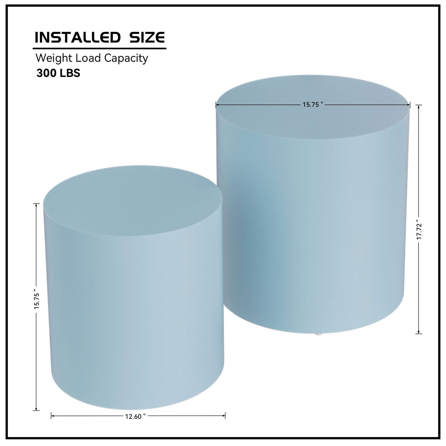Upgrade MDF Nesting table set of 2, Mutifunctional for Living room/Small Space,No Need Assembly,Baby Blue