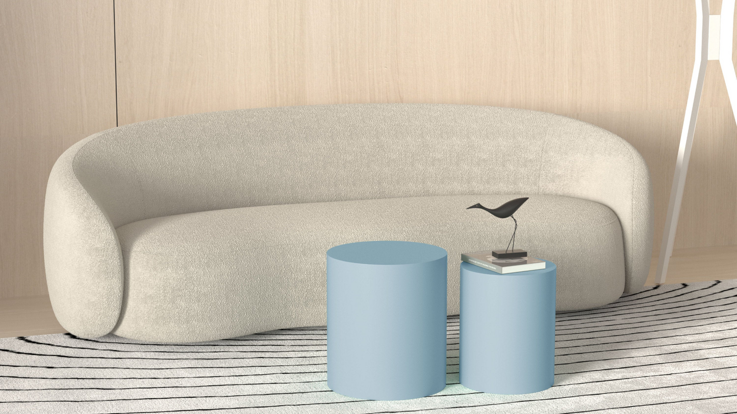 Upgrade MDF Nesting table set of 2, Mutifunctional for Living room/Small Space,No Need Assembly,Baby Blue