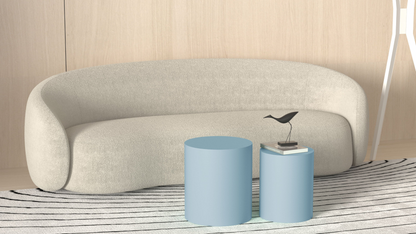 Upgrade MDF Nesting table set of 2, Mutifunctional for Living room/Small Space,No Need Assembly,Baby Blue