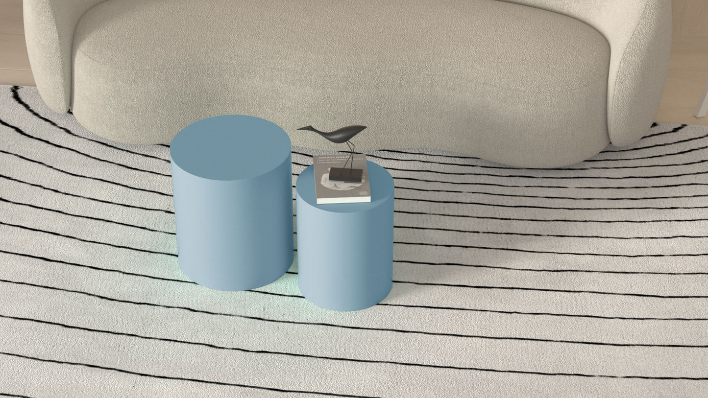 Upgrade MDF Nesting table set of 2, Mutifunctional for Living room/Small Space,No Need Assembly,Baby Blue