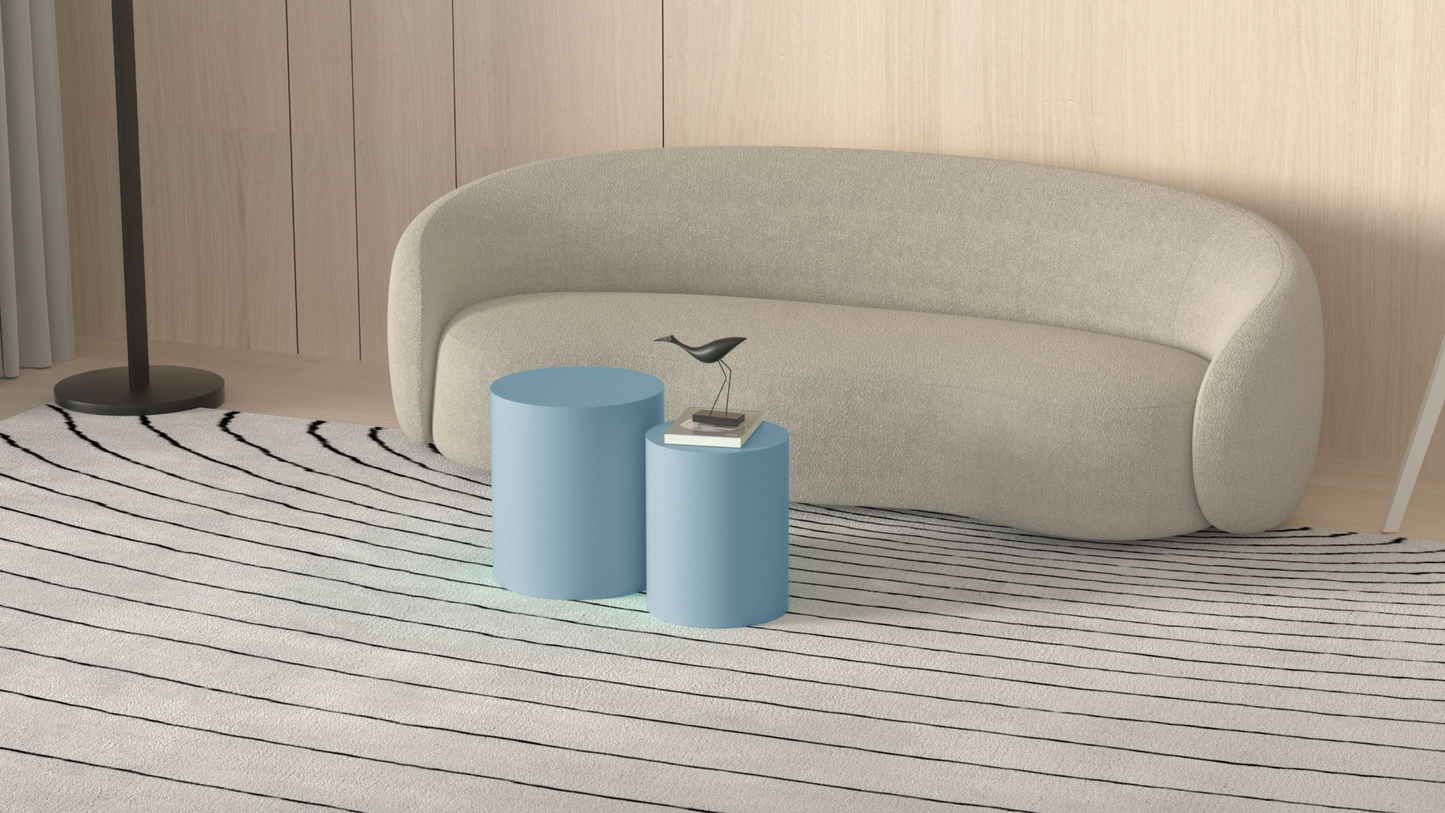Upgrade MDF Nesting table set of 2, Mutifunctional for Living room/Small Space,No Need Assembly,Baby Blue