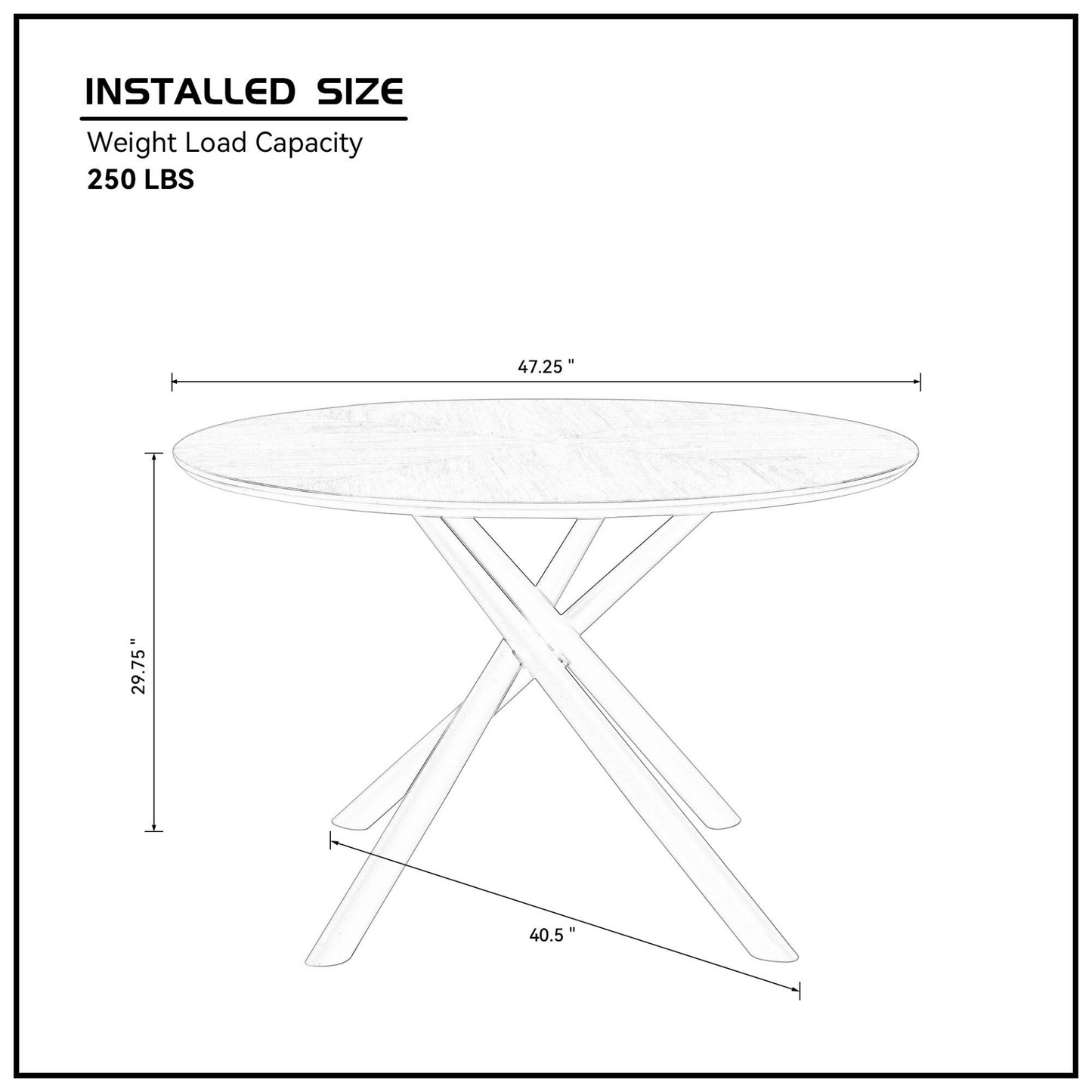 47.25'' Round MDF Coffee Table End Table Short Leisure Tea Table Cross Legs Metal Base, Easy to Assemble,BLACK