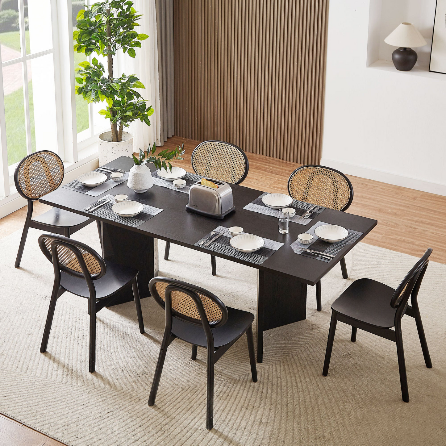 78.74 inch Wood Dining Table Kitchen Table Small Space Dining Table for Farmhouse Center Table, Home Furniture Kitchen Table, Modern Dining Room Table BLACK