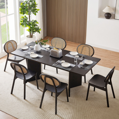 78.74 inch Wood Dining Table Kitchen Table Small Space Dining Table for Farmhouse Center Table, Home Furniture Kitchen Table, Modern Dining Room Table BLACK