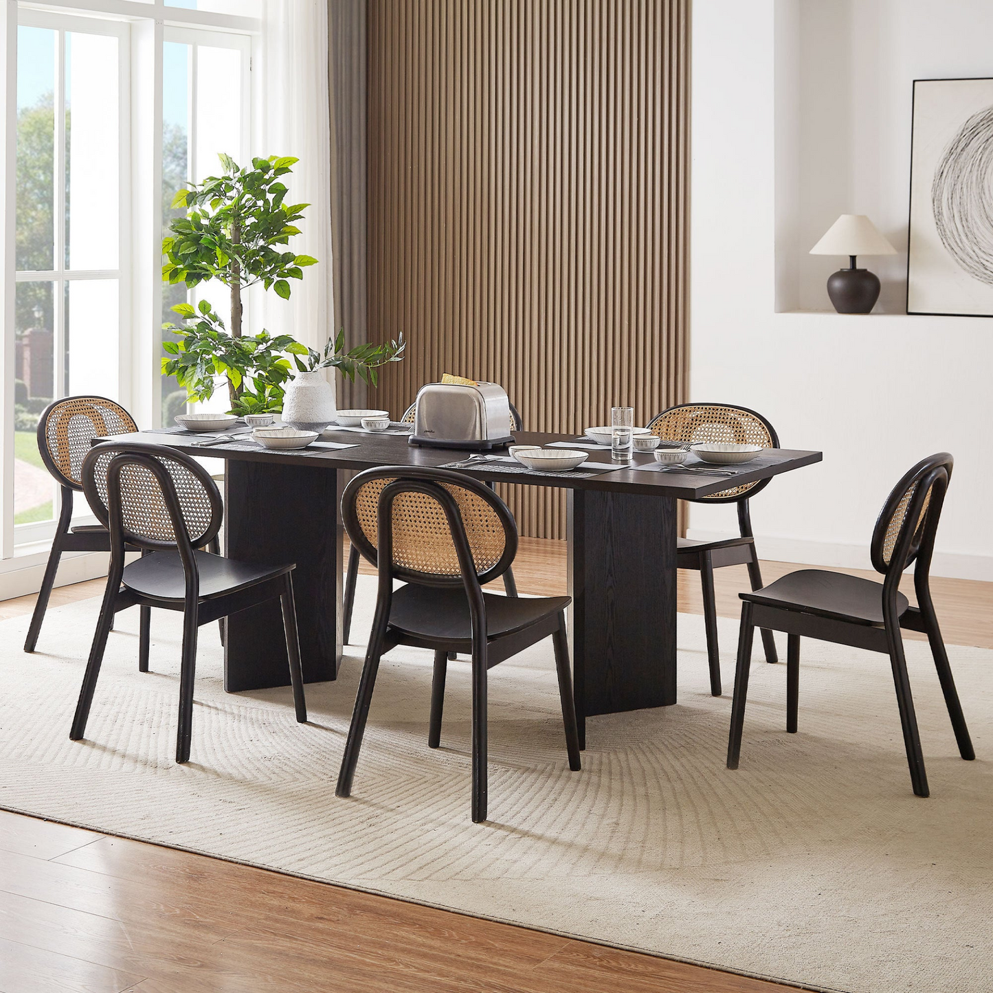 78.74 inch Wood Dining Table Kitchen Table Small Space Dining Table for Farmhouse Center Table, Home Furniture Kitchen Table, Modern Dining Room Table BLACK