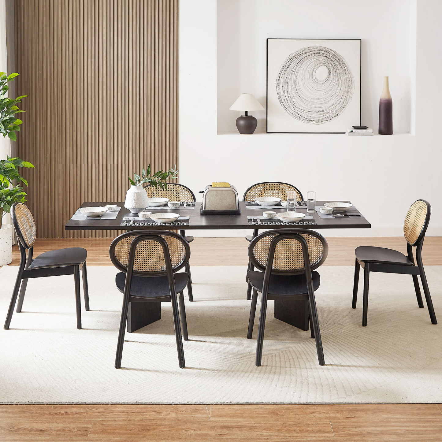 78.74 inch Wood Dining Table Kitchen Table Small Space Dining Table for Farmhouse Center Table, Home Furniture Kitchen Table, Modern Dining Room Table BLACK