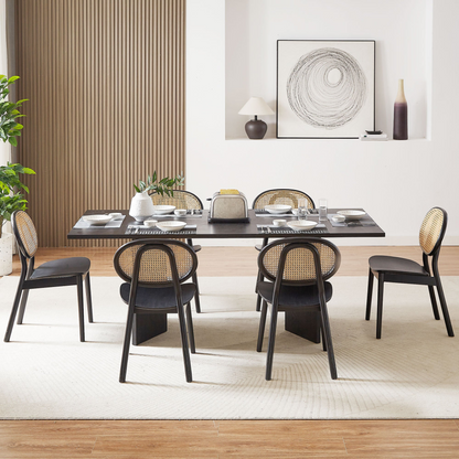 78.74 inch Wood Dining Table Kitchen Table Small Space Dining Table for Farmhouse Center Table, Home Furniture Kitchen Table, Modern Dining Room Table BLACK
