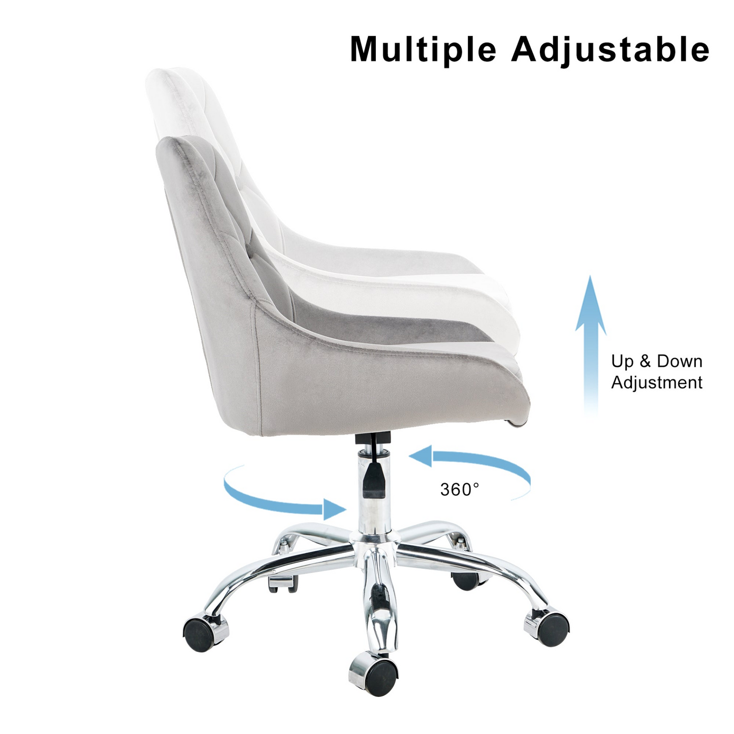 Modern velvet fabric with chrome legs living room furniture dining chair, soft and comfortable, lift adjustment, free movement convenient, space saving. (set of 1)