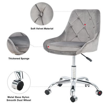 Modern velvet fabric with chrome legs living room furniture dining chair, soft and comfortable, lift adjustment, free movement convenient, space saving. (set of 1)