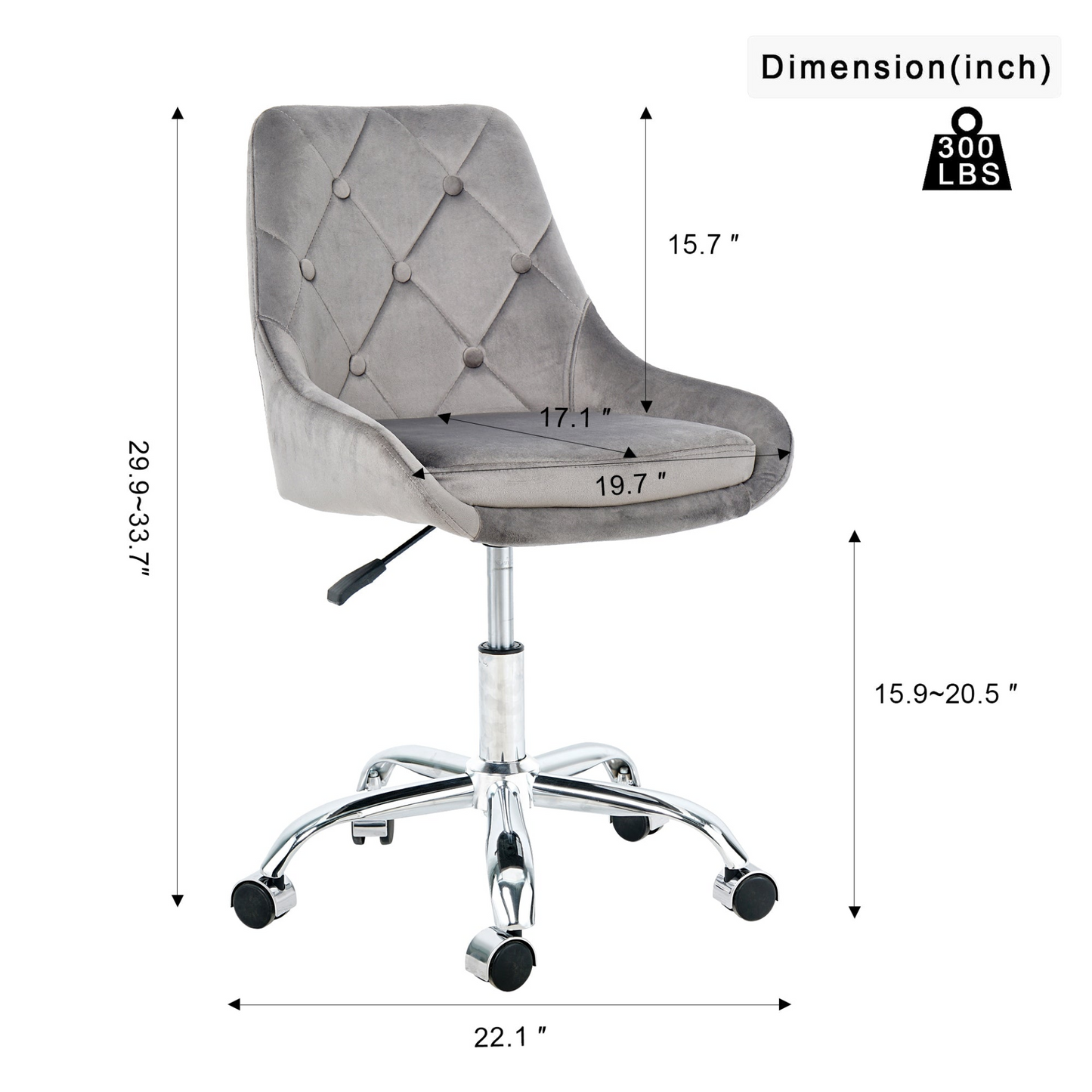 Modern velvet fabric with chrome legs living room furniture dining chair, soft and comfortable, lift adjustment, free movement convenient, space saving. (set of 1)