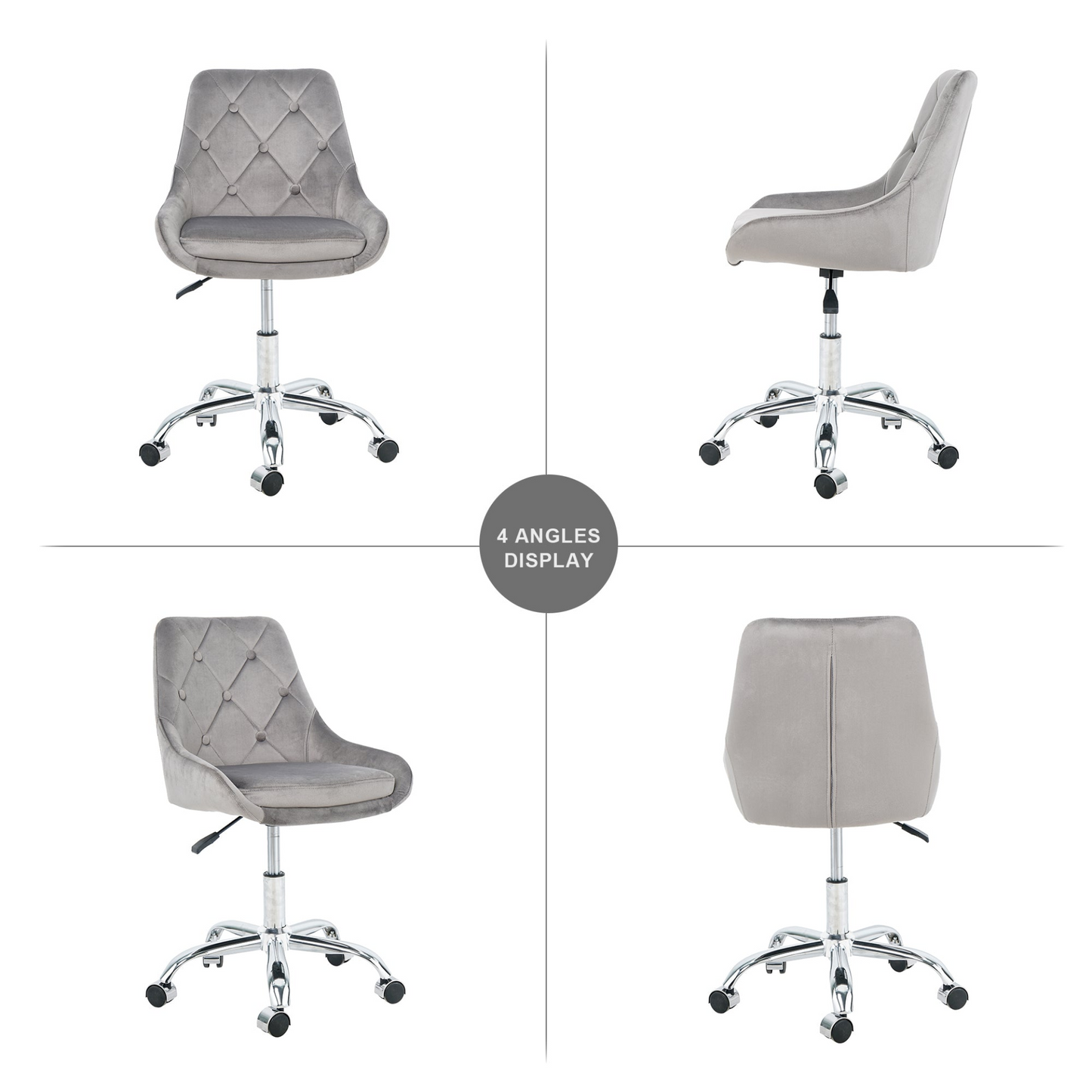 Modern velvet fabric with chrome legs living room furniture dining chair, soft and comfortable, lift adjustment, free movement convenient, space saving. (set of 1)