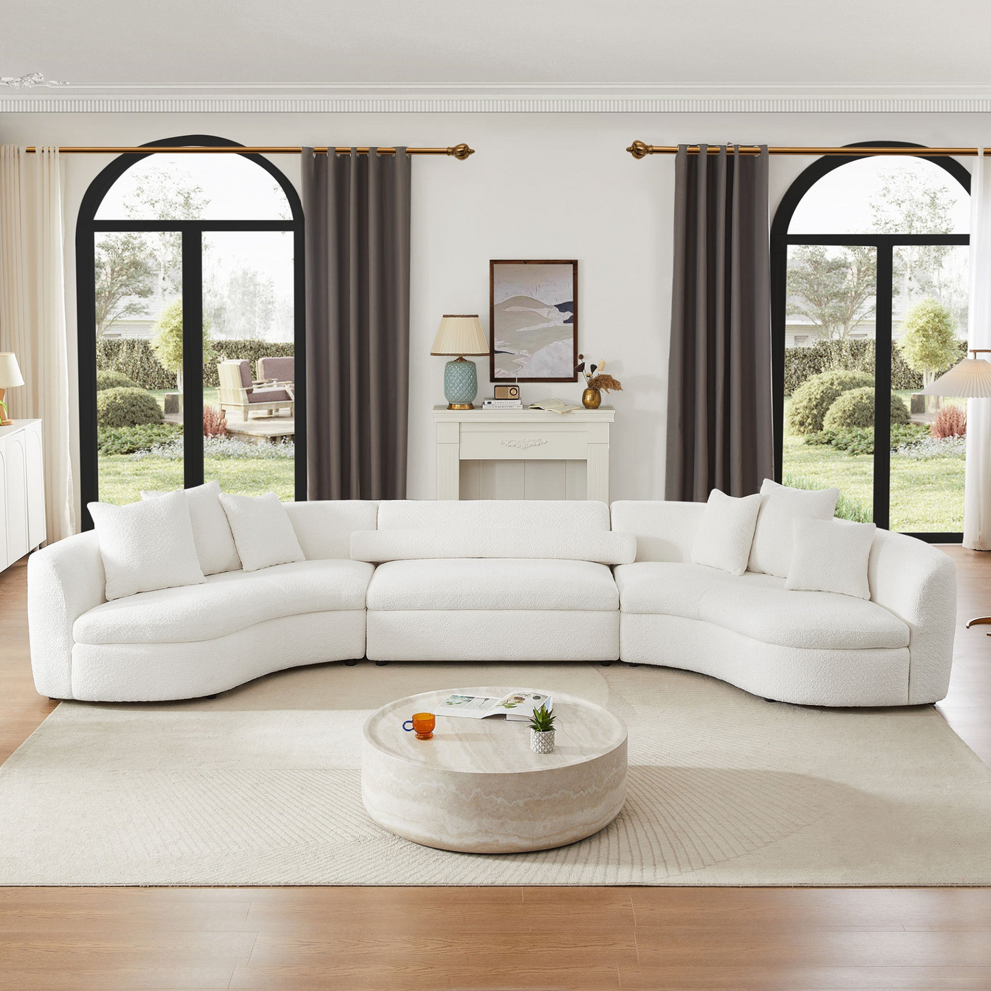 Oversized Modern 3 Pieces Upholstered Sofa Ultimate Comfort 6-8 Seater Couches for Living Room, Office WHITE