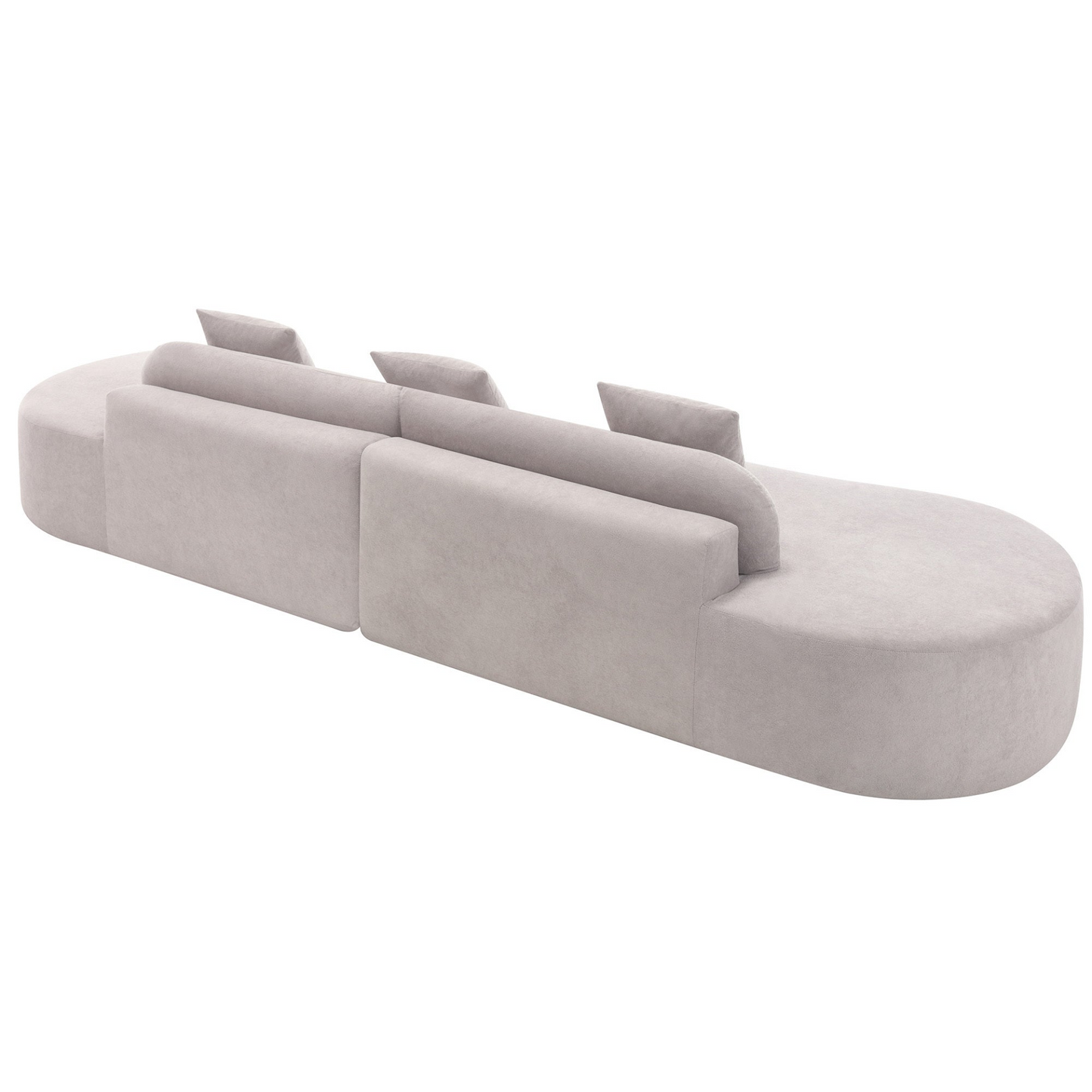 Modern curved combination sofa, terrycloth fabric sofa, minimalist sofa in living room, apartment, no assembly required, three  pillows,Gray