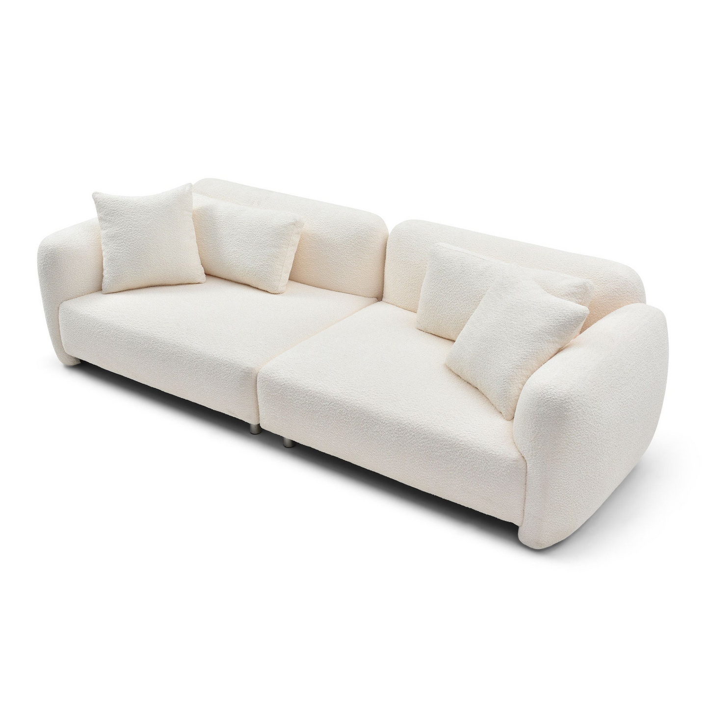 110.23'' Oversized Sofa Comfy Teddy Bouclé Couch with 4 Pillows Premium 3-Seater Bubble Couch  for Living Room/Bedroom,Home/Office BEIGE