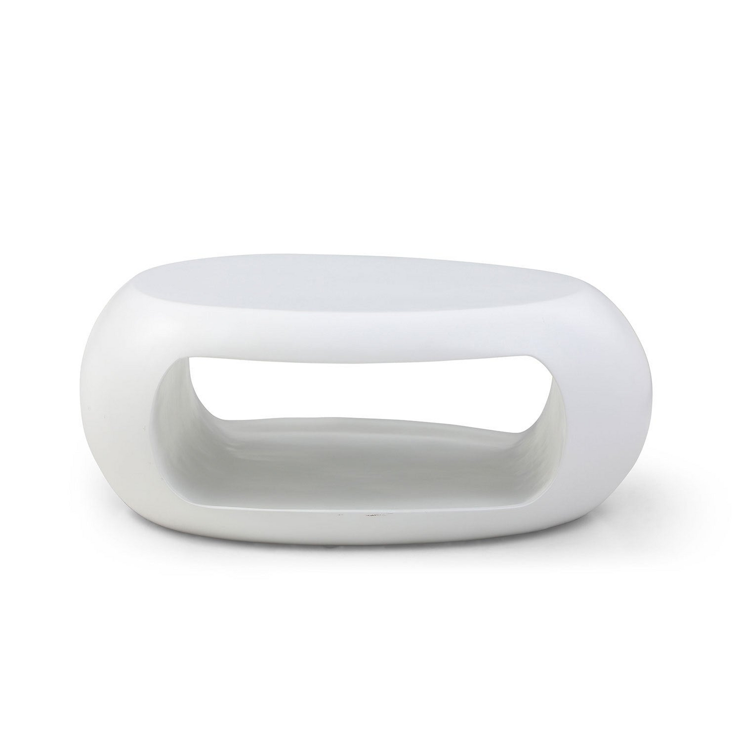 39.37'' Oval Coffee Table, Sturdy Fiberglass table for Living Room, No Need Assembly White