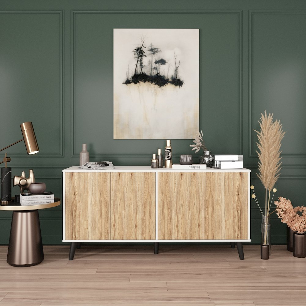 Sideboard Buffet Cabinet with Storage, 55" Kitchen Storage Cabinets