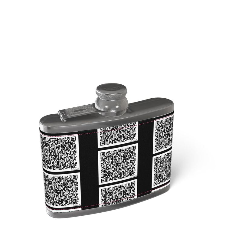 Leather Wrapped Hip Flask - "Scan Me"