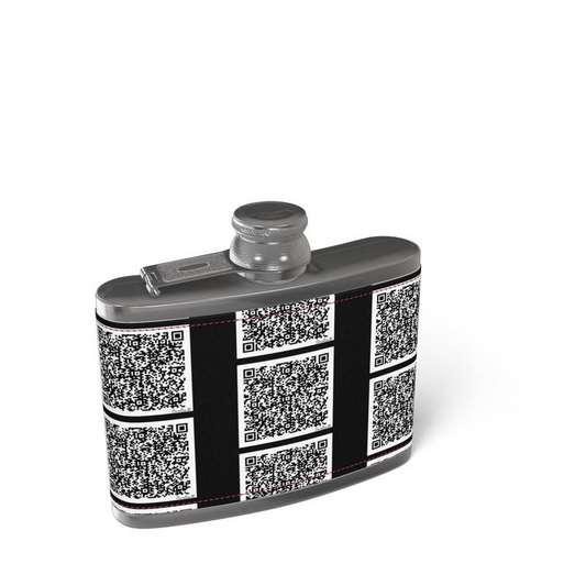 Leather Wrapped Hip Flask - "Scan Me"