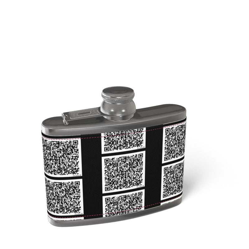 Leather Wrapped Hip Flask - "Scan Me"