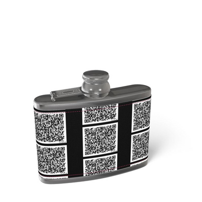 Leather Wrapped Hip Flask - "Scan Me"