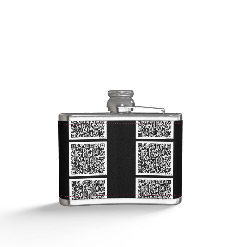 Leather Wrapped Hip Flask - "Scan Me"