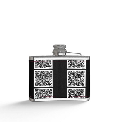 Leather Wrapped Hip Flask - "Scan Me"