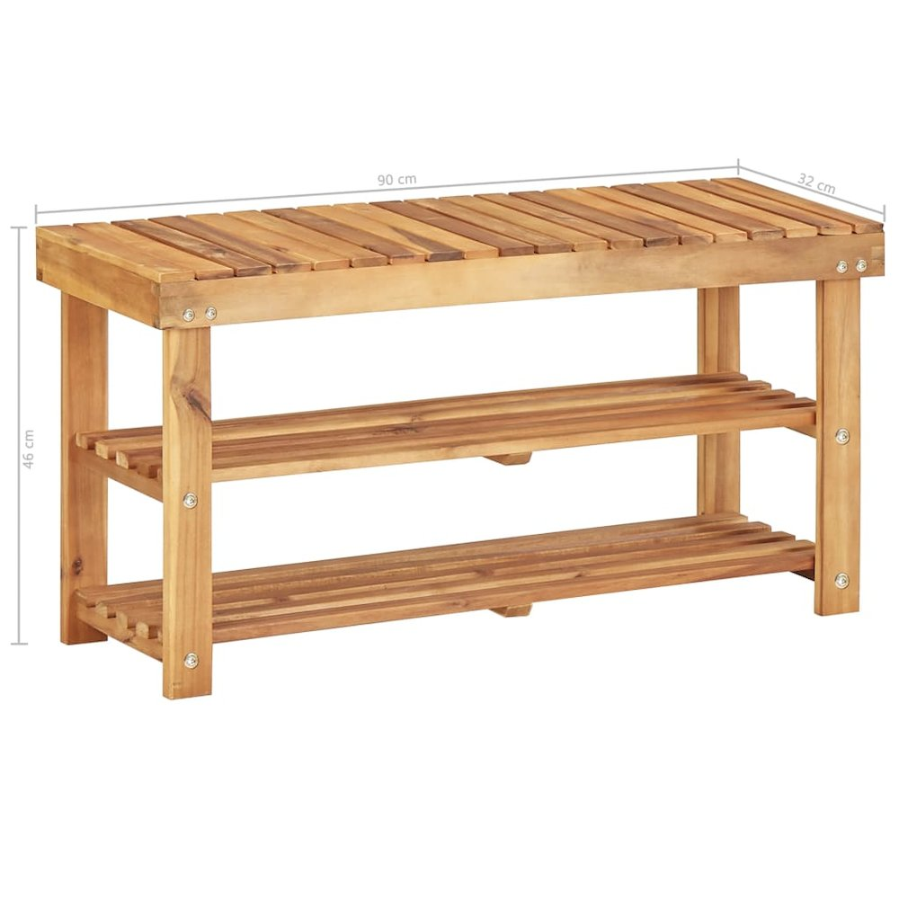 vidaXL Shoe Rack 35.4"x12.5"x18.1" Solid Acacia Wood, 45931