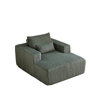 62.5-Inch Corduroy Sponge Sofa Lounge Chair,No Assembly Required,Fluffy Modern Sleeper Chair for Indoor Living Room Bedroom