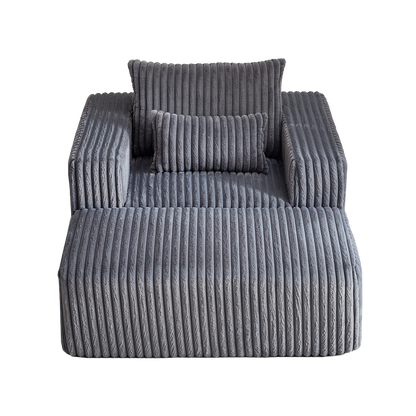 62.5-Inch Corduroy Sponge Sofa Lounge Chair with Removable footrest,No Assembly Required,Fluffy Modern Sleeper Chair for Indoor Living Room Bedroom