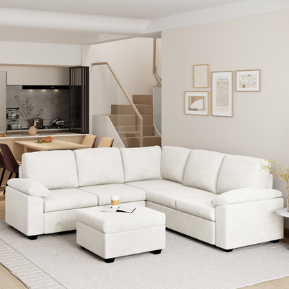 84*84" Modern Velvet Sectional Sofa Set,Large U Shaped Upholstered Corner Couch with Ottoman,Armrest Pillow,6 Seat Indoor Furniture for Living Room,Apartment,Office,2 Colors