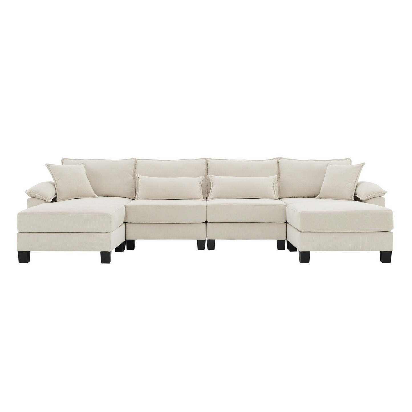 Wide Seat Corduroy Modular Sectional Sofa Bed,Sleeper Couch Set with Armrest Pillow,6 Seat Free Combination Sofa with Ottomans,Oversized Indoor Furniture for Living Room, 2 Colors