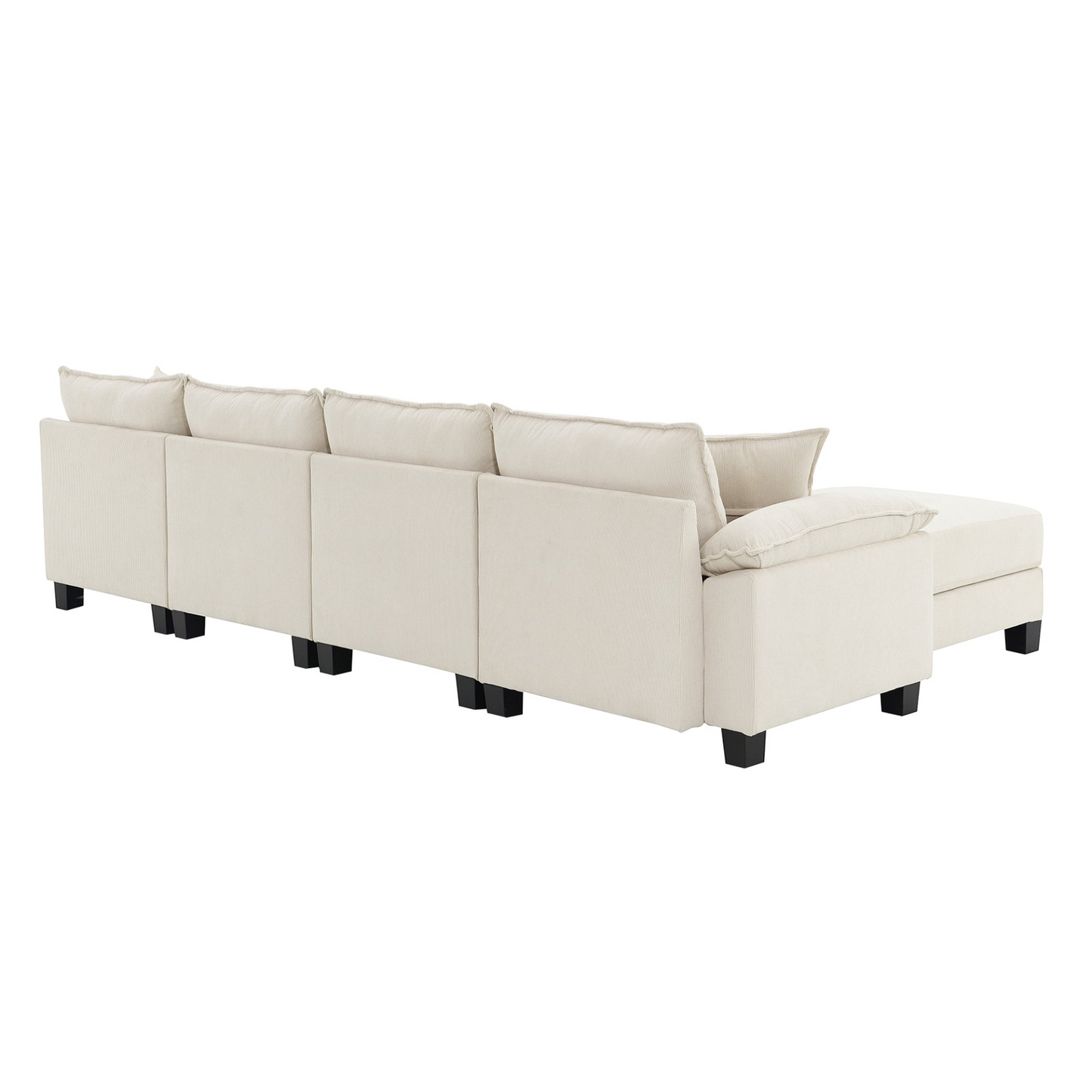Wide Seat Corduroy Modular Sectional Sofa Bed,Sleeper Couch Set with Armrest Pillow,6 Seat Free Combination Sofa with Ottomans,Oversized Indoor Furniture for Living Room, 2 Colors