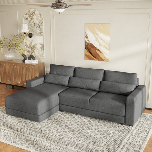 L-shaped Modular Sectional Sofa with Removable Back Cushions and 3 Pillows, Suitable for Living rooms, Offices, and Apartments