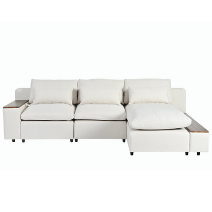 L-shaped Modular Sectional Sofa with Removable Back Cushions,3 Pillows and 2 Storage Spaces,Suitable for Living rooms,Offices and Apartments