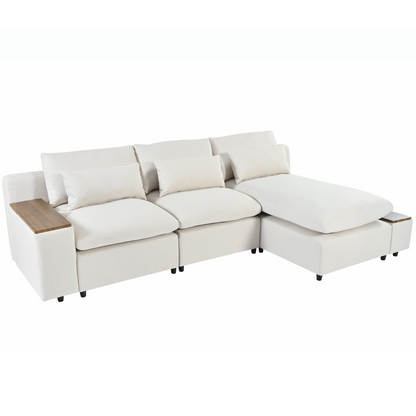 L-shaped Modular Sectional Sofa with Removable Back Cushions,3 Pillows and 2 Storage Spaces,Suitable for Living rooms,Offices and Apartments
