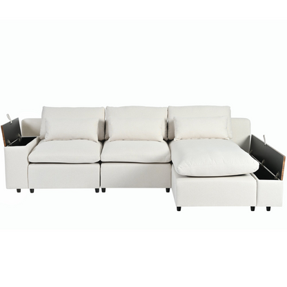 L-shaped Modular Sectional Sofa with Removable Back Cushions,3 Pillows and 2 Storage Spaces,Suitable for Living rooms,Offices and Apartments