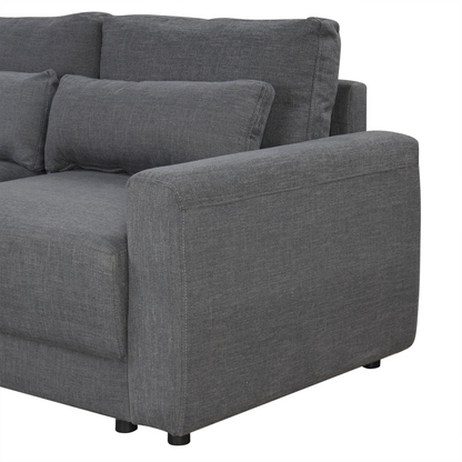 L-shaped Modular Sectional Sofa with Removable Back Cushions and 3 Pillows, Suitable for Living rooms, Offices, and Apartments