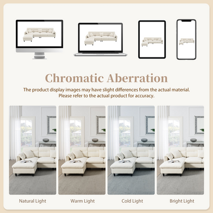 110*62" Modern Convertible Sectional Sofa,L-shaped Reversible Couch Set with Free Pillows,5 Seat Cloud Chenille Indoor Furniture with Ottoman for Living Room,Apartment,3 Colors