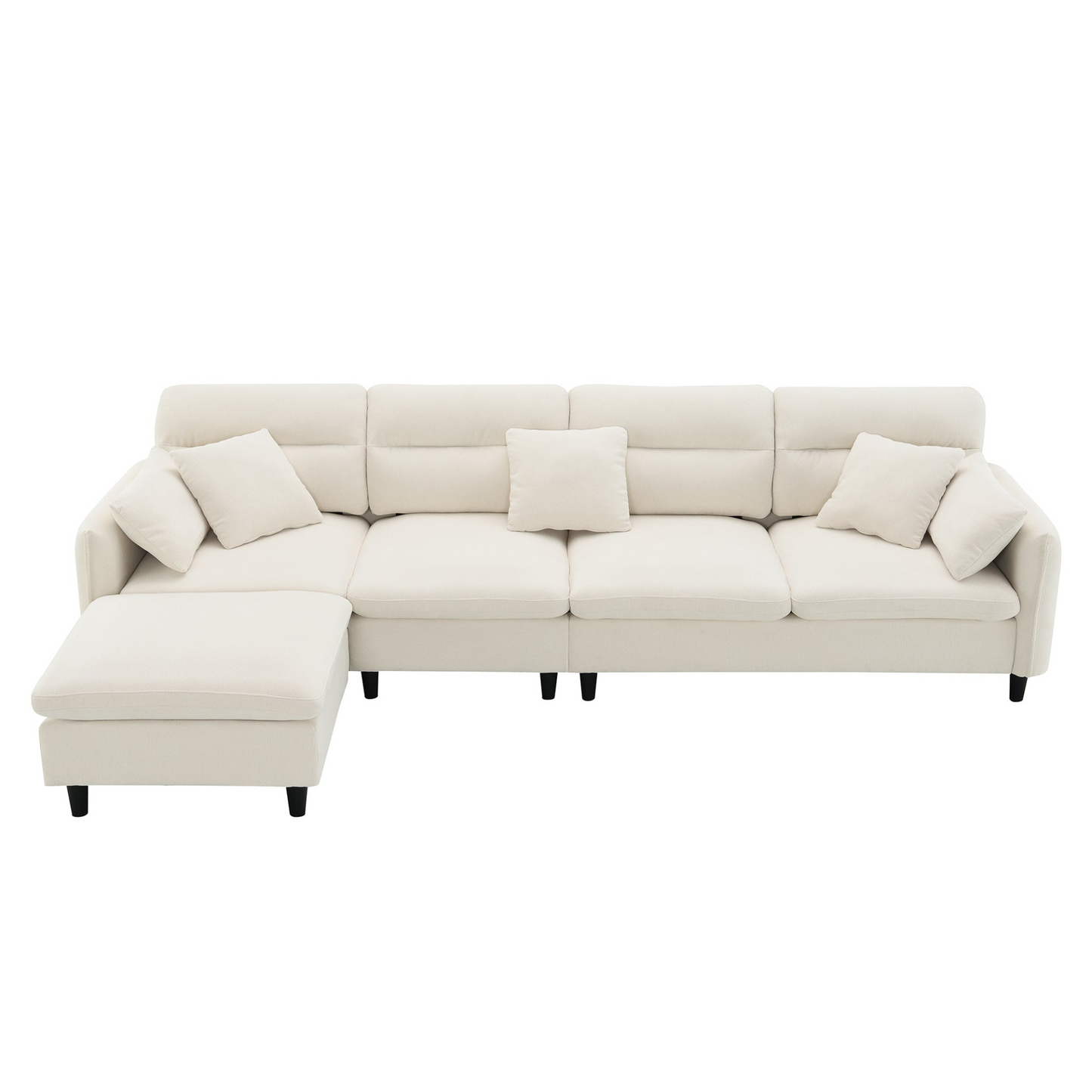 110*62" Modern Convertible Sectional Sofa,L-shaped Reversible Couch Set with Free Pillows,5 Seat Cloud Chenille Indoor Furniture with Ottoman for Living Room,Apartment,3 Colors