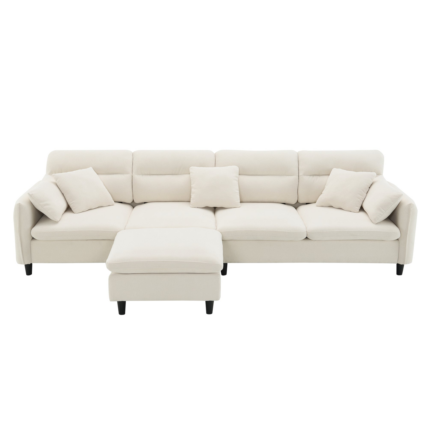 110*62" Modern Convertible Sectional Sofa,L-shaped Reversible Couch Set with Free Pillows,5 Seat Cloud Chenille Indoor Furniture with Ottoman for Living Room,Apartment,3 Colors