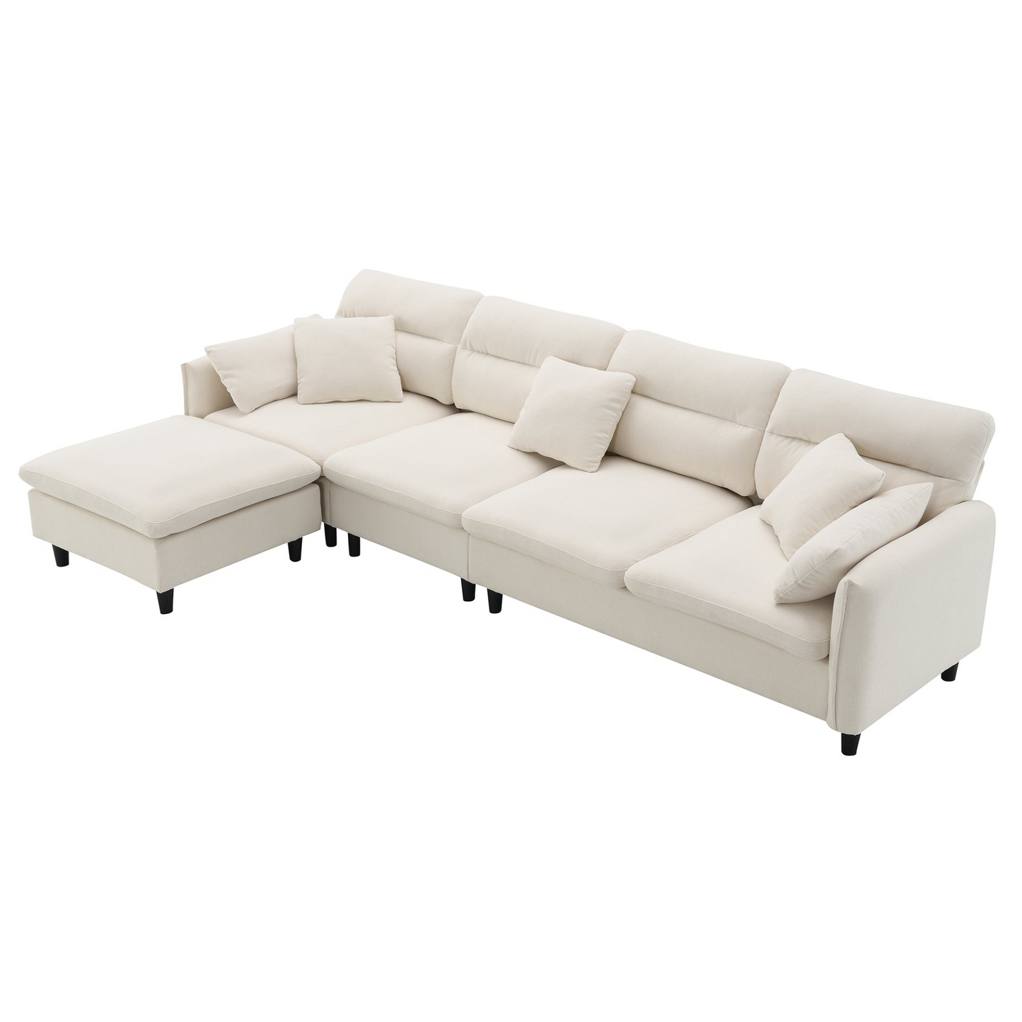 110*62" Modern Convertible Sectional Sofa,L-shaped Reversible Couch Set with Free Pillows,5 Seat Cloud Chenille Indoor Furniture with Ottoman for Living Room,Apartment,3 Colors