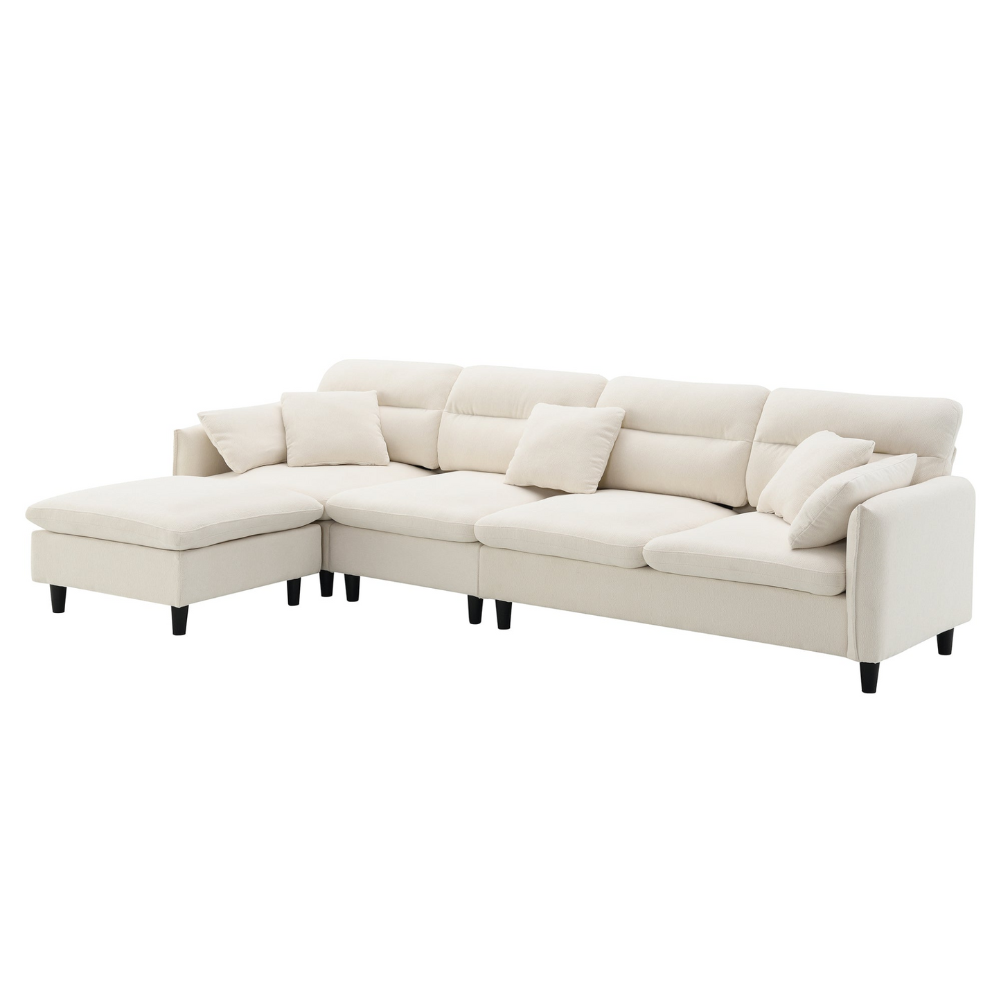 110*62" Modern Convertible Sectional Sofa,L-shaped Reversible Couch Set with Free Pillows,5 Seat Cloud Chenille Indoor Furniture with Ottoman for Living Room,Apartment,3 Colors