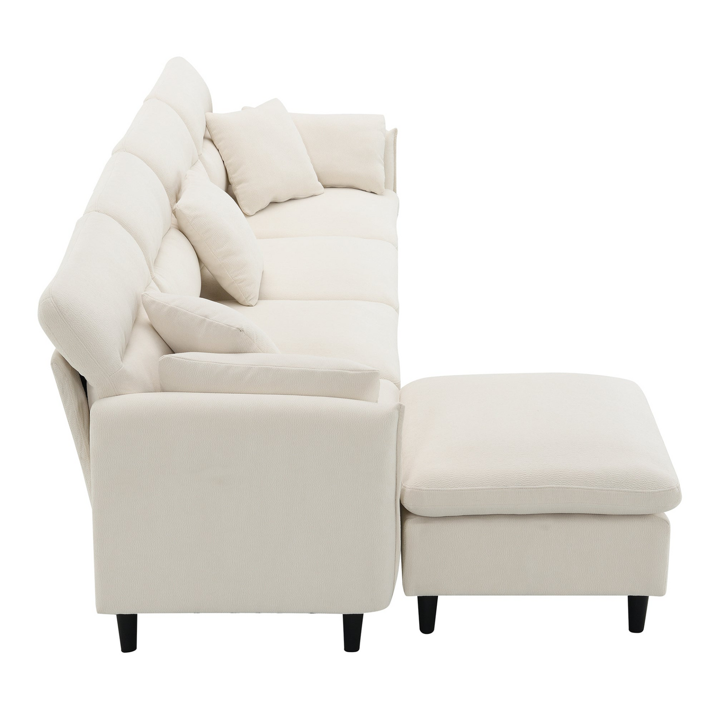 110*62" Modern Convertible Sectional Sofa,L-shaped Reversible Couch Set with Free Pillows,5 Seat Cloud Chenille Indoor Furniture with Ottoman for Living Room,Apartment,3 Colors