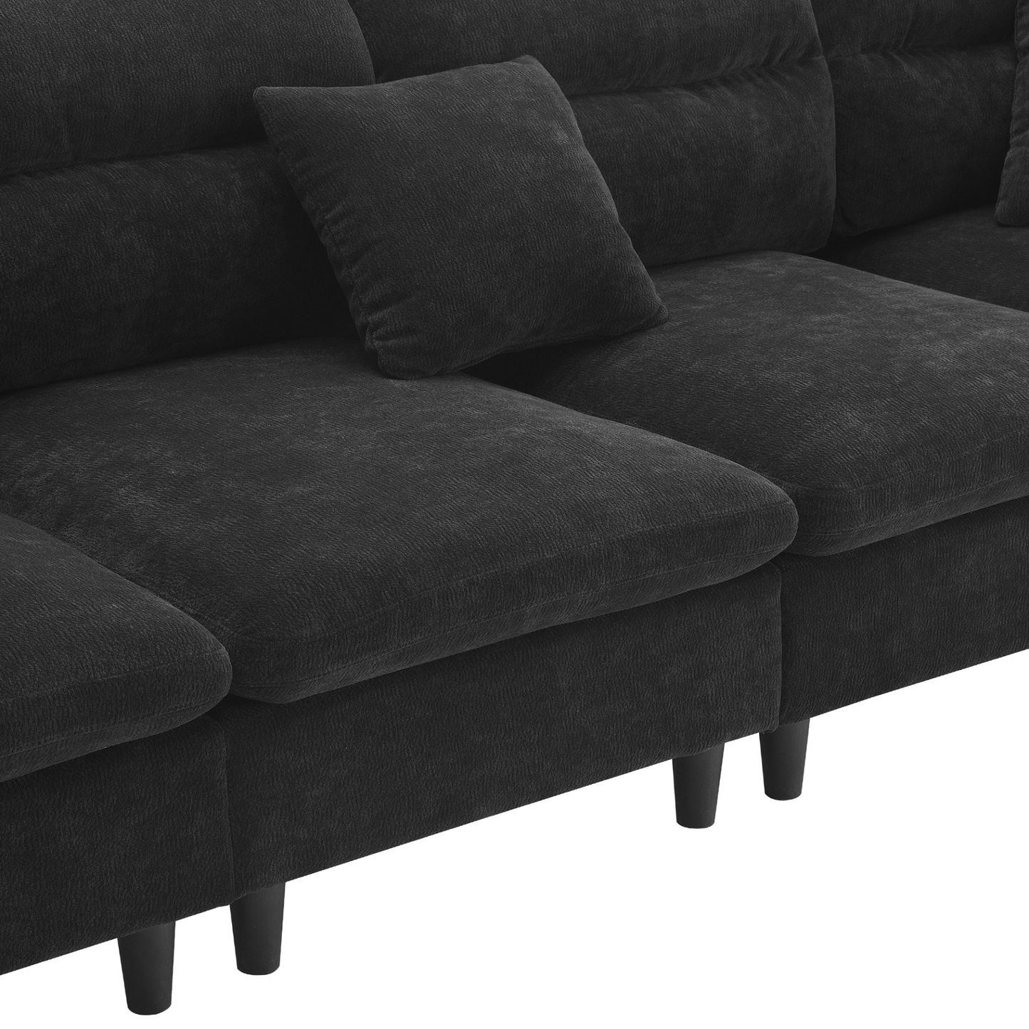 110*62" Modern Convertible Sectional Sofa,L-shaped Reversible Couch Set with Free Pillows,5 Seat Cloud Chenille Indoor Furniture with Ottoman for Living Room,Apartment,3 Colors