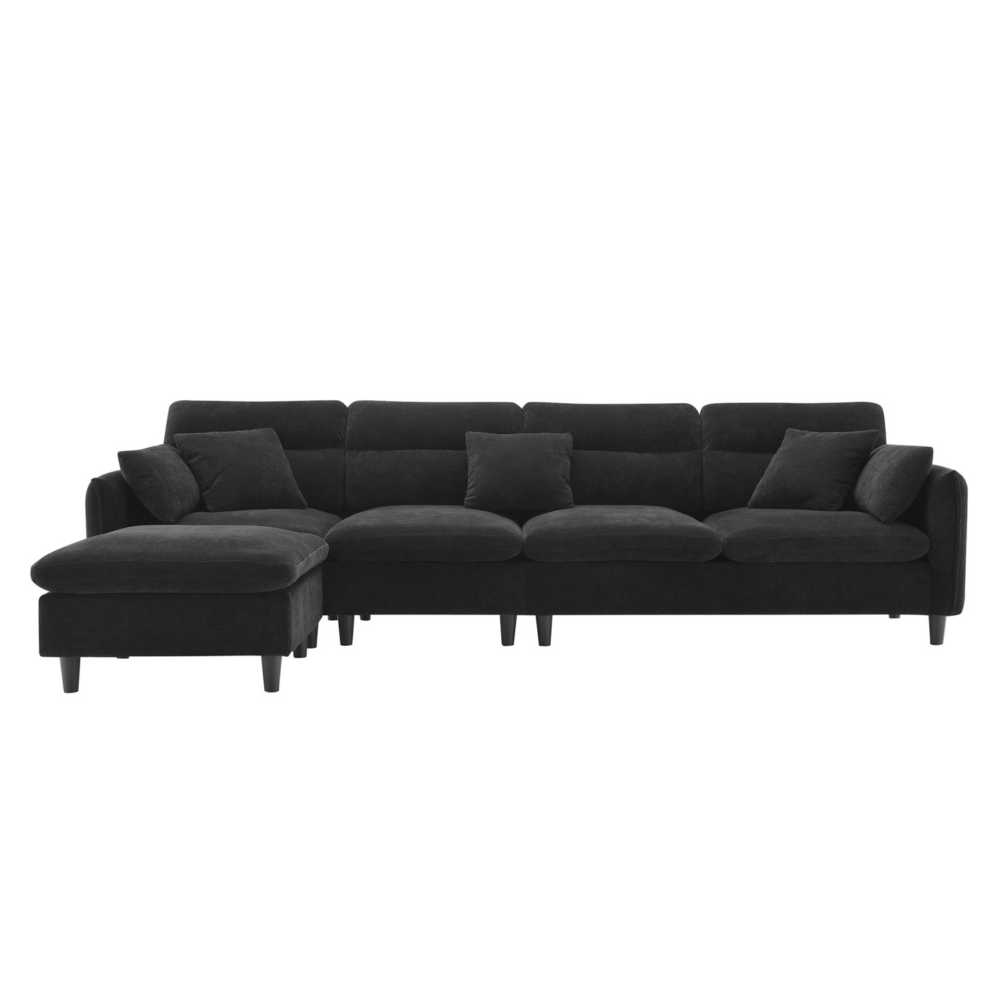 110*62" Modern Convertible Sectional Sofa,L-shaped Reversible Couch Set with Free Pillows,5 Seat Cloud Chenille Indoor Furniture with Ottoman for Living Room,Apartment,3 Colors