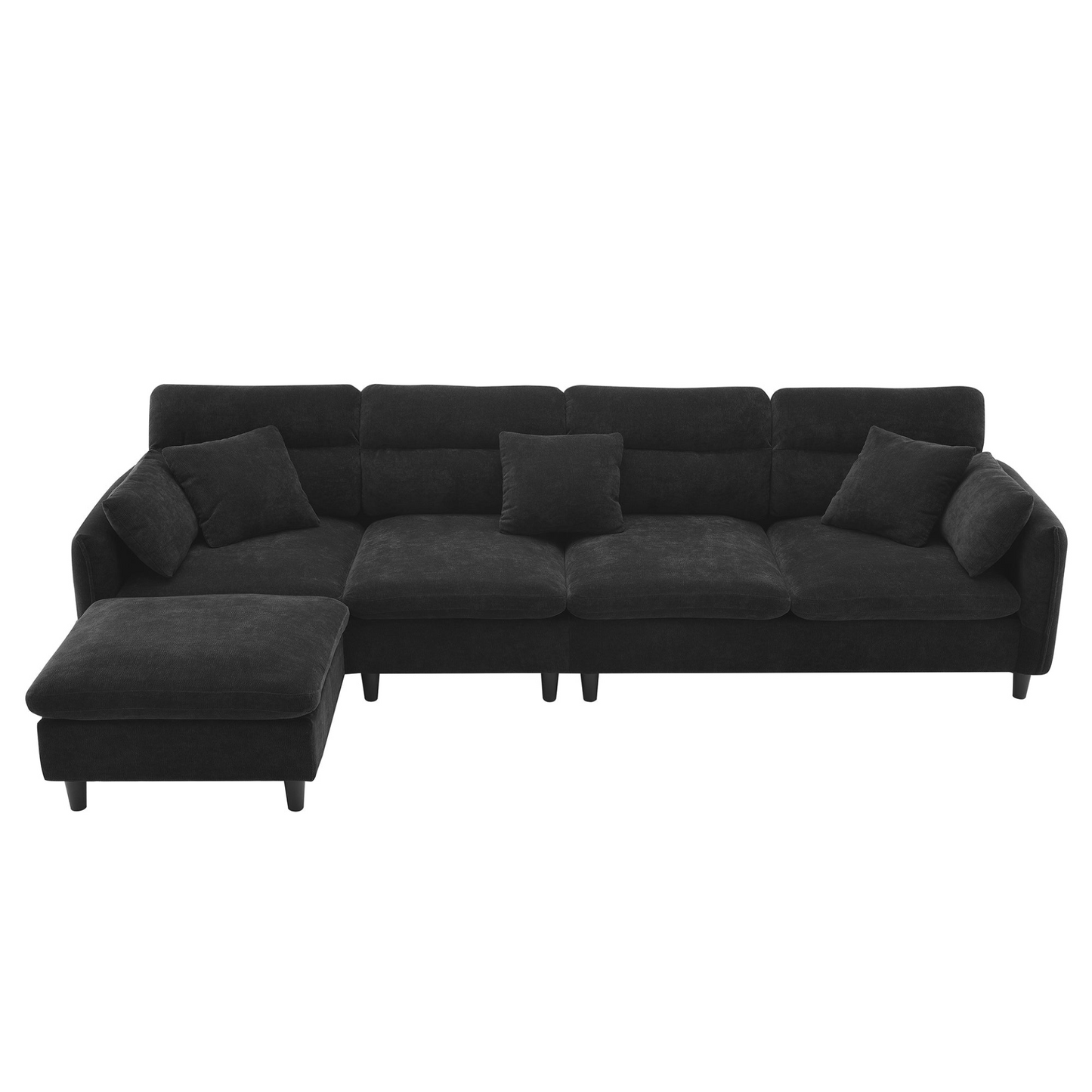 110*62" Modern Convertible Sectional Sofa,L-shaped Reversible Couch Set with Free Pillows,5 Seat Cloud Chenille Indoor Furniture with Ottoman for Living Room,Apartment,3 Colors