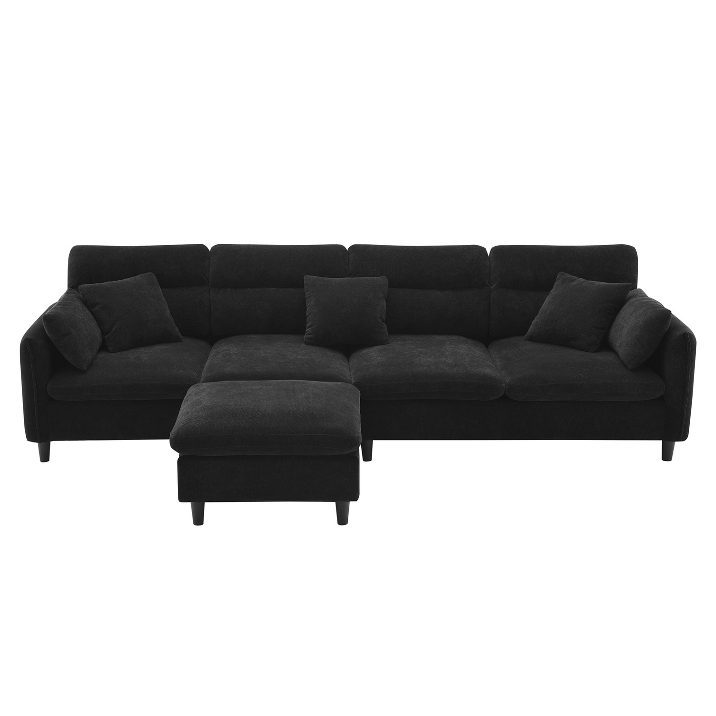 110*62" Modern Convertible Sectional Sofa,L-shaped Reversible Couch Set with Free Pillows,5 Seat Cloud Chenille Indoor Furniture with Ottoman for Living Room,Apartment,3 Colors