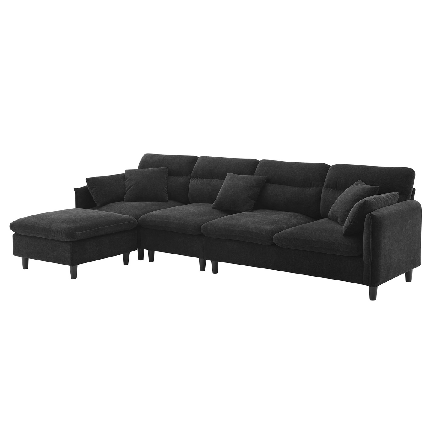 110*62" Modern Convertible Sectional Sofa,L-shaped Reversible Couch Set with Free Pillows,5 Seat Cloud Chenille Indoor Furniture with Ottoman for Living Room,Apartment,3 Colors