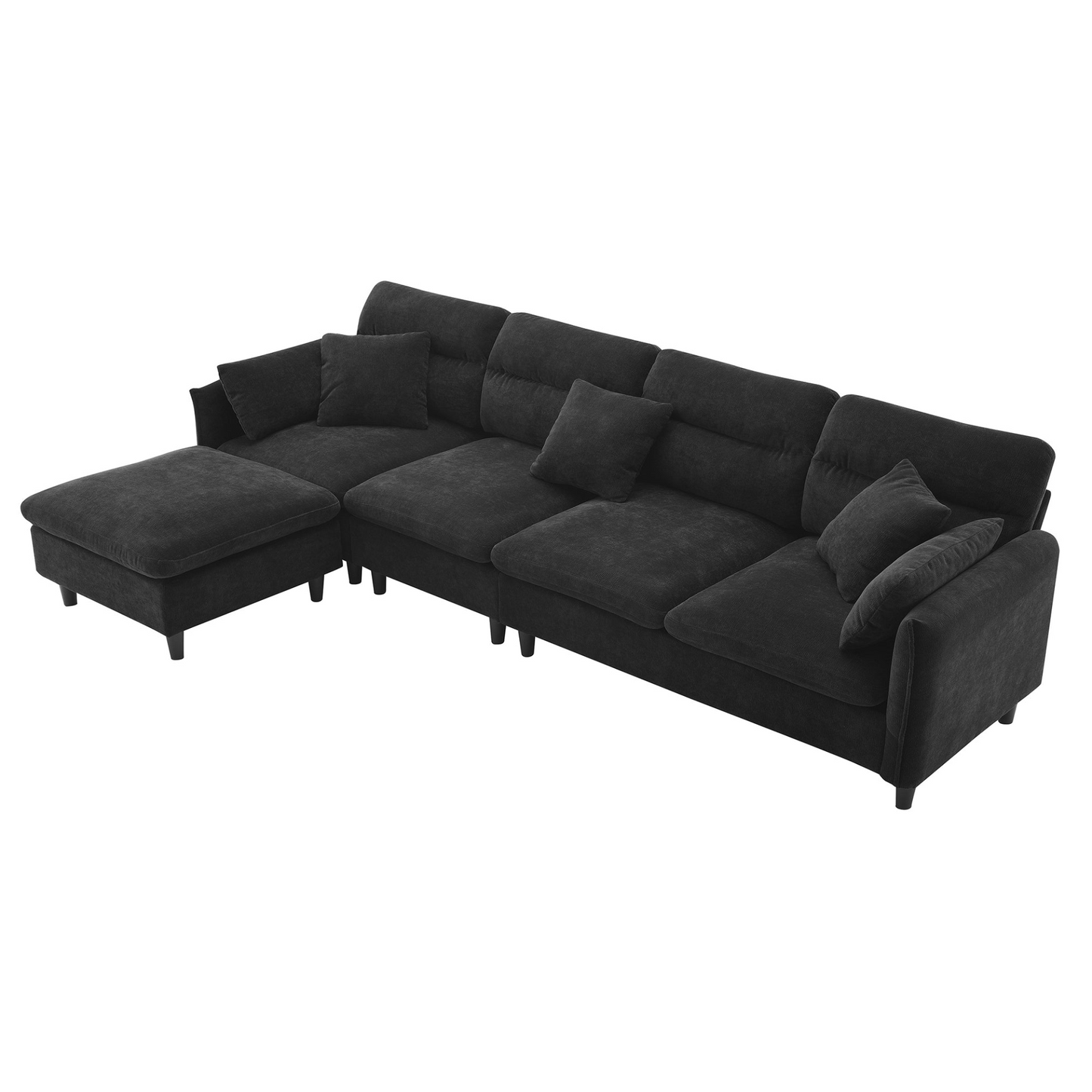 110*62" Modern Convertible Sectional Sofa,L-shaped Reversible Couch Set with Free Pillows,5 Seat Cloud Chenille Indoor Furniture with Ottoman for Living Room,Apartment,3 Colors